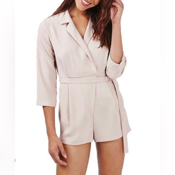 Topshop Belted Notch Collar Romper - Picture 1 of 3